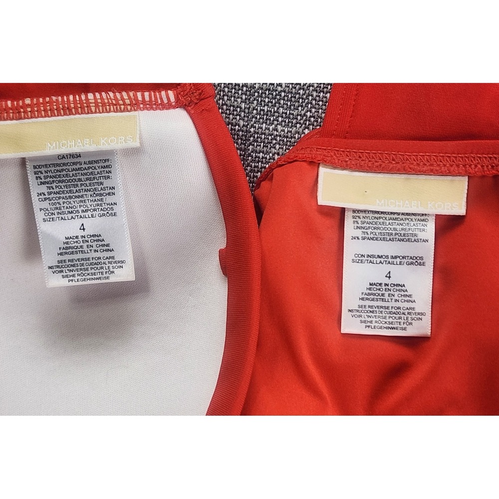 Michael Kors Womens Bikini Set Size 4 Red Bandeau Side Tie MK48427 - Picture 4 of 12